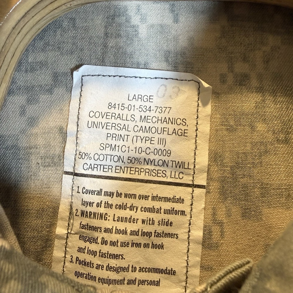 Coveralls Mechanics Universal Camoflage Print Type III US Military Large Digital - Picture 3 of 9